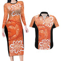 Australian Scorchers Cricket Custom Couples Matching Long Sleeve Bodycon Dress and Hawaiian Shirt Minimalism Aboriginal