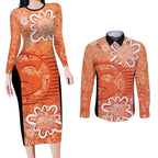 Australian Scorchers Cricket Custom Couples Matching Long Sleeve Bodycon Dress and Long Sleeve Button Shirt Minimalism Aboriginal