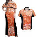 Australian Scorchers Cricket Custom Couples Matching Off Shoulder Maxi Dress and Hawaiian Shirt Minimalism Aboriginal