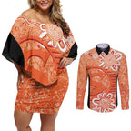Australian Scorchers Cricket Custom Couples Matching Off Shoulder Short Dress and Long Sleeve Button Shirt Minimalism Aboriginal