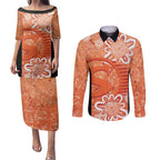 Australian Scorchers Cricket Custom Couples Matching Puletasi and Long Sleeve Button Shirt Minimalism Aboriginal