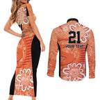 Australian Scorchers Cricket Custom Couples Matching Short Sleeve Bodycon Dress and Long Sleeve Button Shirt Minimalism Aboriginal