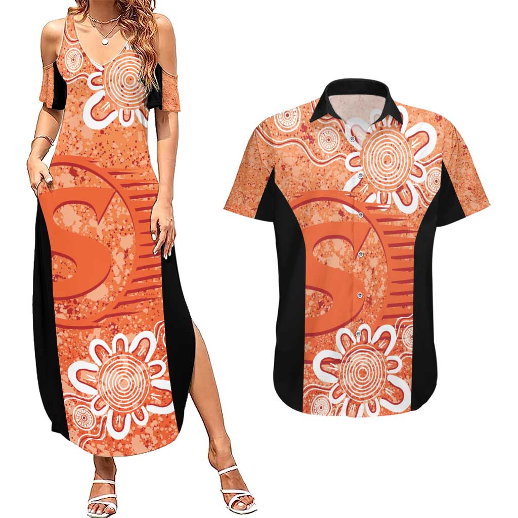 Australian Scorchers Cricket Custom Couples Matching Summer Maxi Dress and Hawaiian Shirt Minimalism Aboriginal