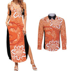 Australian Scorchers Cricket Custom Couples Matching Summer Maxi Dress and Long Sleeve Button Shirt Minimalism Aboriginal