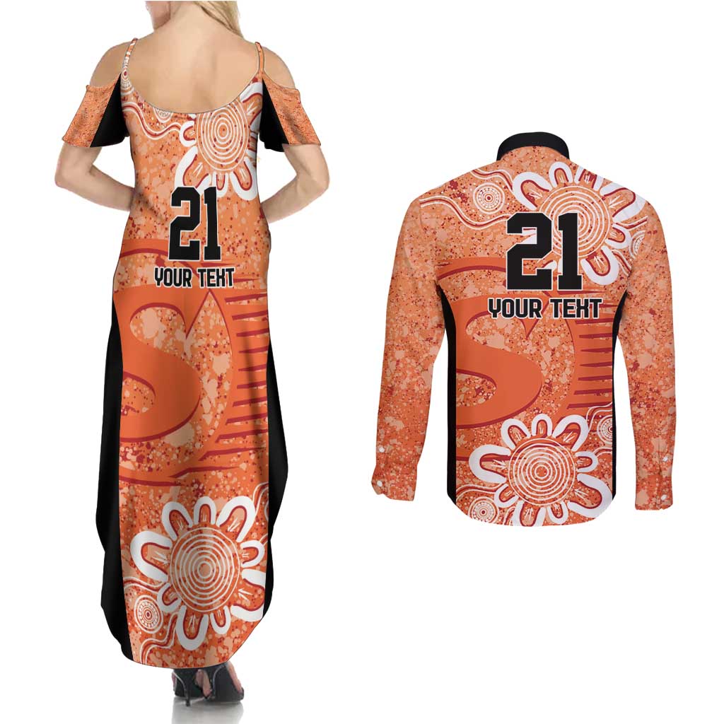 Australian Scorchers Cricket Custom Couples Matching Summer Maxi Dress and Long Sleeve Button Shirt Minimalism Aboriginal