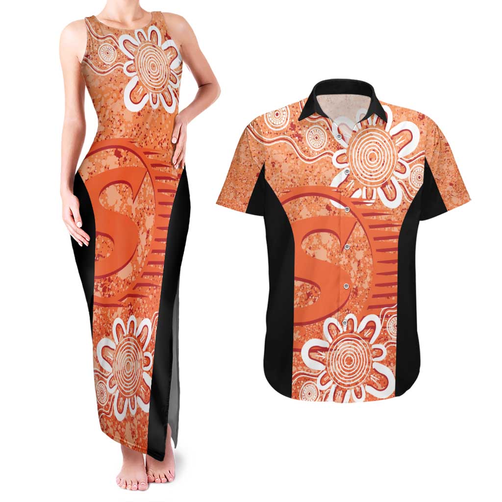 Australian Scorchers Cricket Custom Couples Matching Tank Maxi Dress and Hawaiian Shirt Minimalism Aboriginal