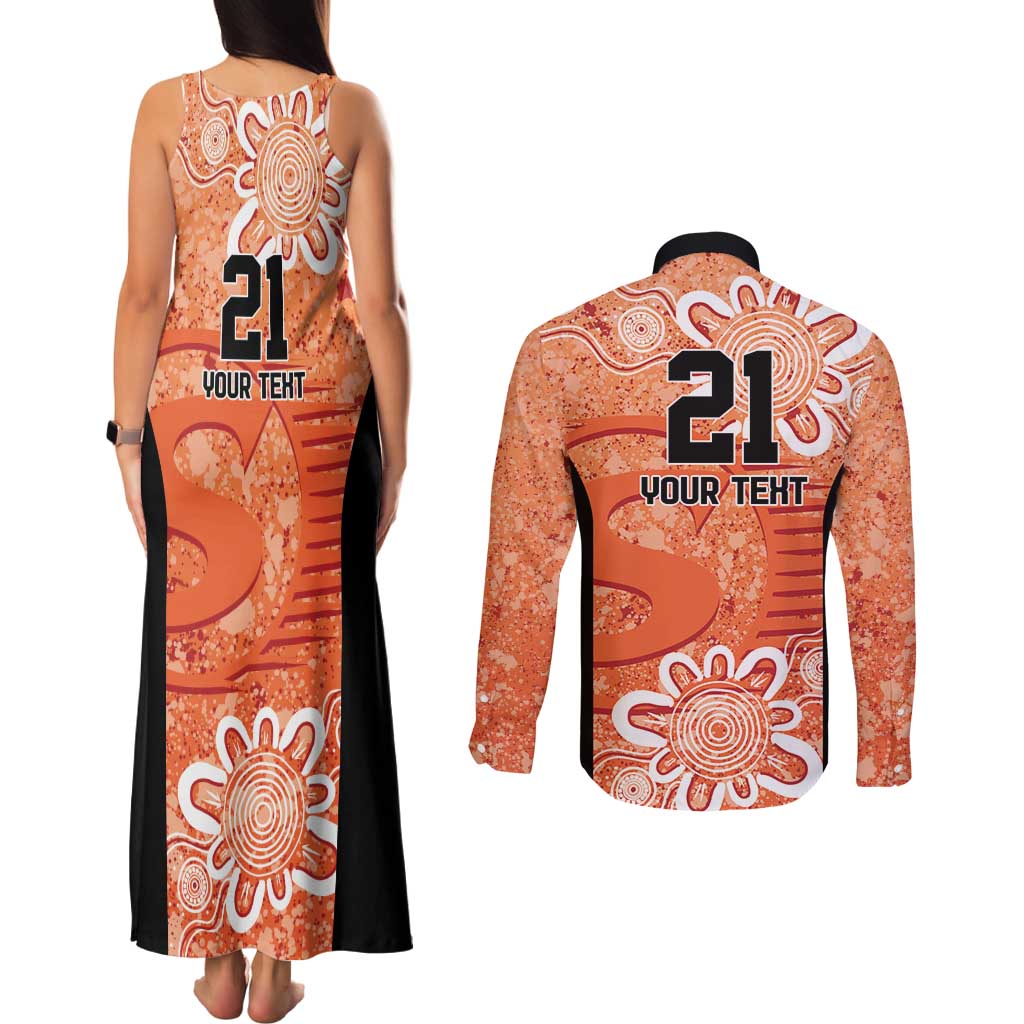 Australian Scorchers Cricket Custom Couples Matching Tank Maxi Dress and Long Sleeve Button Shirt Minimalism Aboriginal