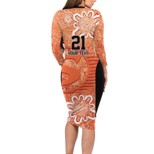 Australian Scorchers Cricket Custom Family Matching Long Sleeve Bodycon Dress and Hawaiian Shirt Minimalism Aboriginal