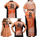Australian Scorchers Cricket Custom Family Matching Off Shoulder Maxi Dress and Hawaiian Shirt Minimalism Aboriginal