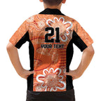 Australian Scorchers Cricket Custom Family Matching Off Shoulder Short Dress and Hawaiian Shirt Minimalism Aboriginal