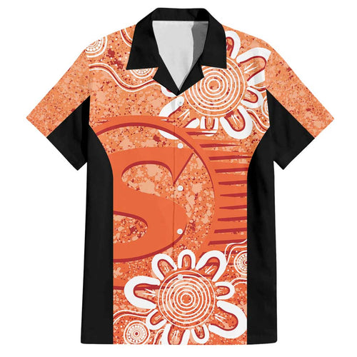 Australian Scorchers Cricket Custom Family Matching Off Shoulder Short Dress and Hawaiian Shirt Minimalism Aboriginal