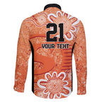 Australian Scorchers Cricket Custom Family Matching Off Shoulder Short Dress and Hawaiian Shirt Minimalism Aboriginal