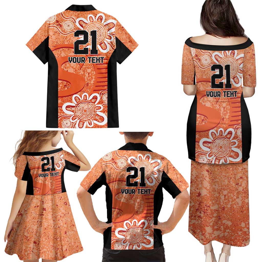 Australian Scorchers Cricket Custom Family Matching Puletasi and Hawaiian Shirt Minimalism Aboriginal