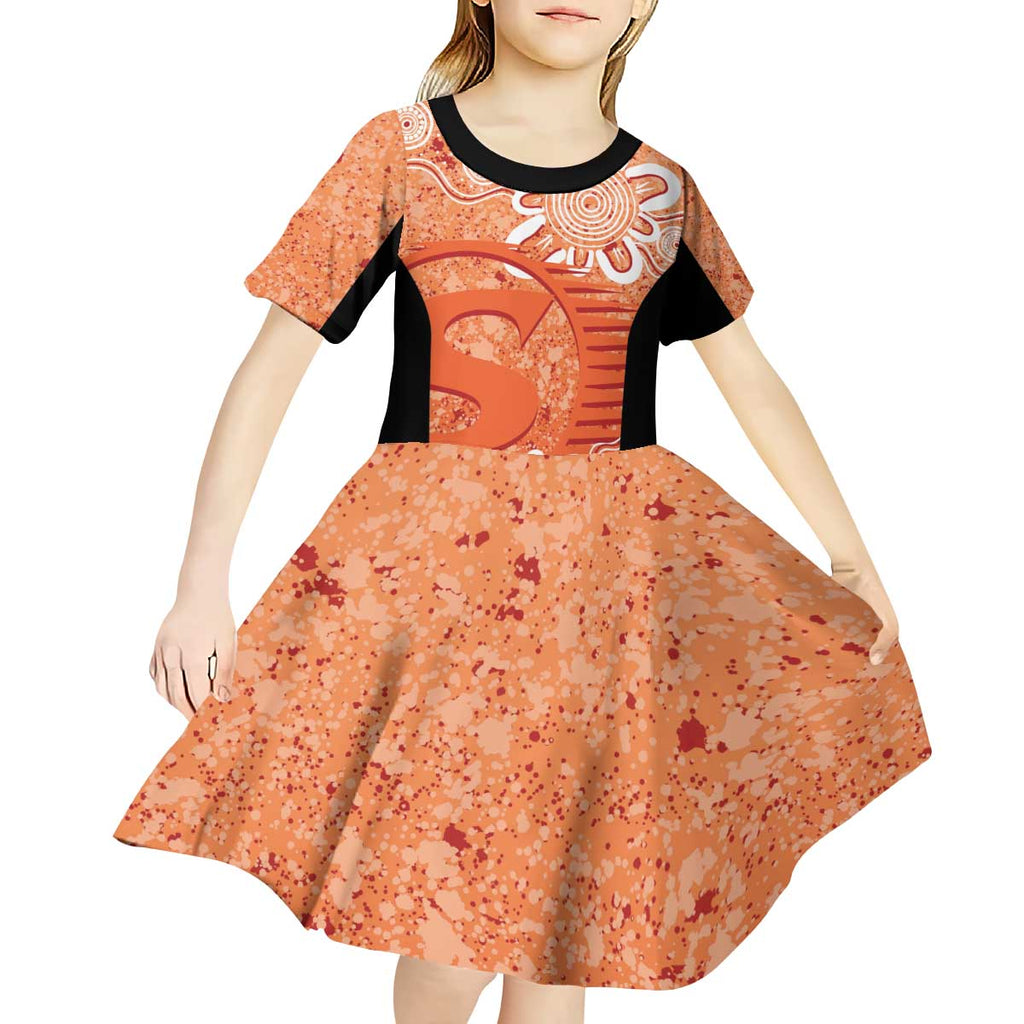 Australian Scorchers Cricket Custom Kid Short Sleeve Dress Minimalism Aboriginal
