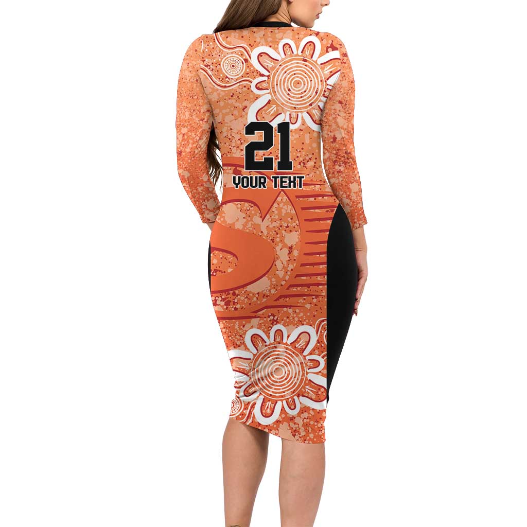 Australian Scorchers Cricket Custom Long Sleeve Bodycon Dress Minimalism Aboriginal