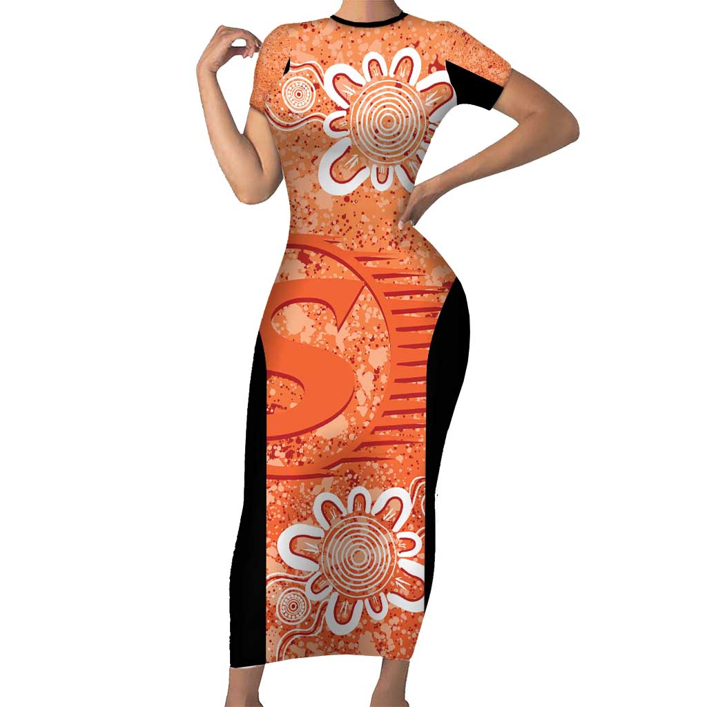 Australian Scorchers Cricket Custom Short Sleeve Bodycon Dress Minimalism Aboriginal