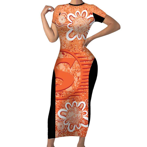 Australian Scorchers Cricket Custom Short Sleeve Bodycon Dress Minimalism Aboriginal