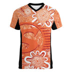 Australian Scorchers Cricket Custom Women V-Neck T-Shirt Minimalism Aboriginal