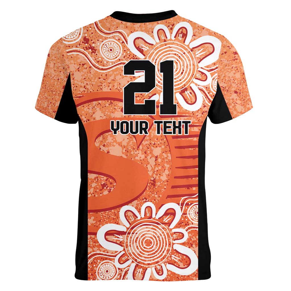 Australian Scorchers Cricket Custom Women V-Neck T-Shirt Minimalism Aboriginal