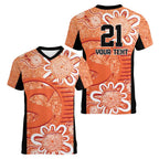 Australian Scorchers Cricket Custom Women V-Neck T-Shirt Minimalism Aboriginal