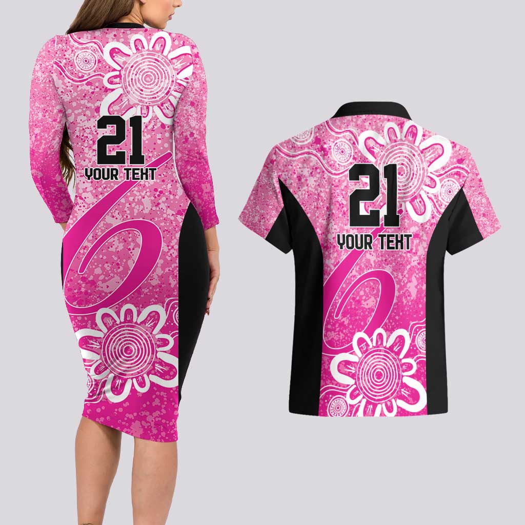 Australian Sixers Cricket Custom Couples Matching Long Sleeve Bodycon Dress and Hawaiian Shirt Minimalism Aboriginal