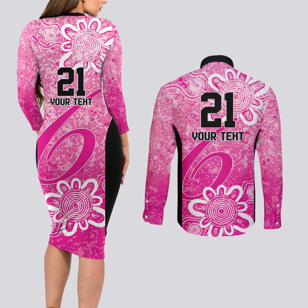 Australian Sixers Cricket Custom Couples Matching Long Sleeve Bodycon Dress and Long Sleeve Button Shirt Minimalism Aboriginal