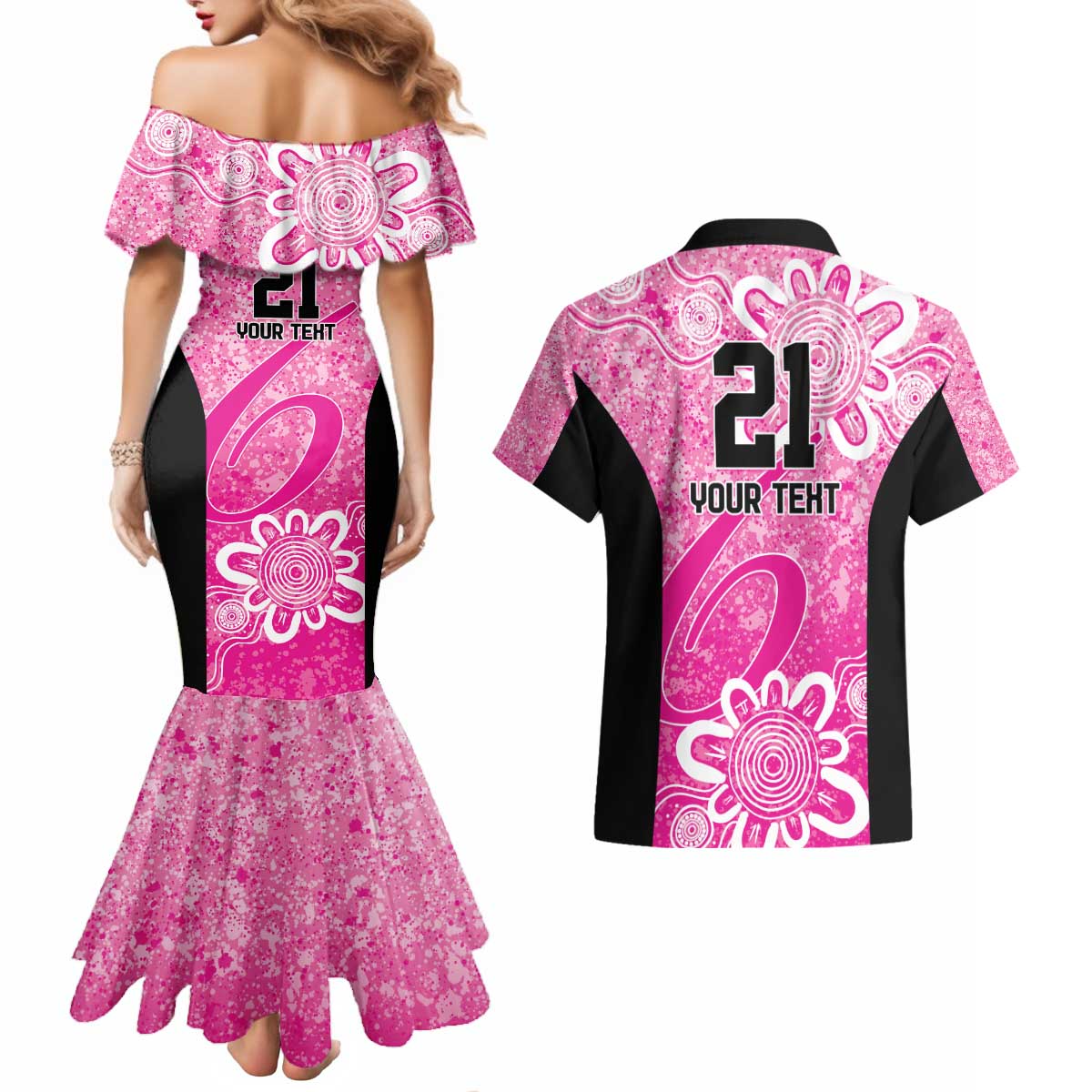 Australian Sixers Cricket Custom Couples Matching Mermaid Dress and Hawaiian Shirt Minimalism Aboriginal