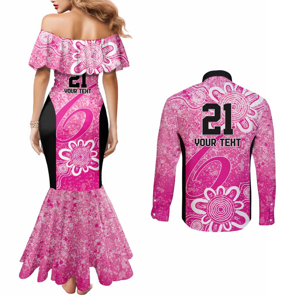 Australian Sixers Cricket Custom Couples Matching Mermaid Dress and Long Sleeve Button Shirt Minimalism Aboriginal