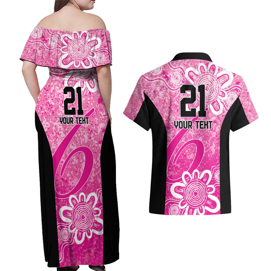Australian Sixers Cricket Custom Couples Matching Off Shoulder Maxi Dress and Hawaiian Shirt Minimalism Aboriginal