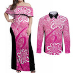 Australian Sixers Cricket Custom Couples Matching Off Shoulder Maxi Dress and Long Sleeve Button Shirt Minimalism Aboriginal