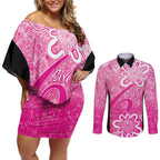 Australian Sixers Cricket Custom Couples Matching Off Shoulder Short Dress and Long Sleeve Button Shirt Minimalism Aboriginal