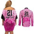 Australian Sixers Cricket Custom Couples Matching Off Shoulder Short Dress and Long Sleeve Button Shirt Minimalism Aboriginal