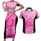 Australian Sixers Cricket Custom Couples Matching Short Sleeve Bodycon Dress and Hawaiian Shirt Minimalism Aboriginal