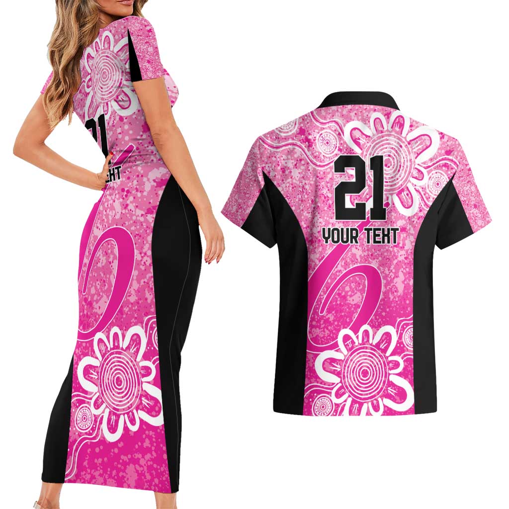 Australian Sixers Cricket Custom Couples Matching Short Sleeve Bodycon Dress and Hawaiian Shirt Minimalism Aboriginal