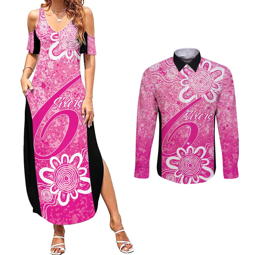 Australian Sixers Cricket Custom Couples Matching Summer Maxi Dress and Long Sleeve Button Shirt Minimalism Aboriginal