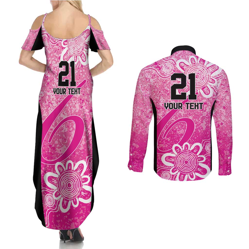 Australian Sixers Cricket Custom Couples Matching Summer Maxi Dress and Long Sleeve Button Shirt Minimalism Aboriginal