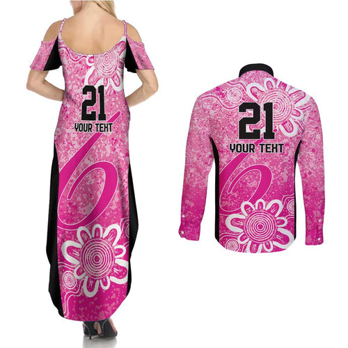 Australian Sixers Cricket Custom Couples Matching Summer Maxi Dress and Long Sleeve Button Shirt Minimalism Aboriginal