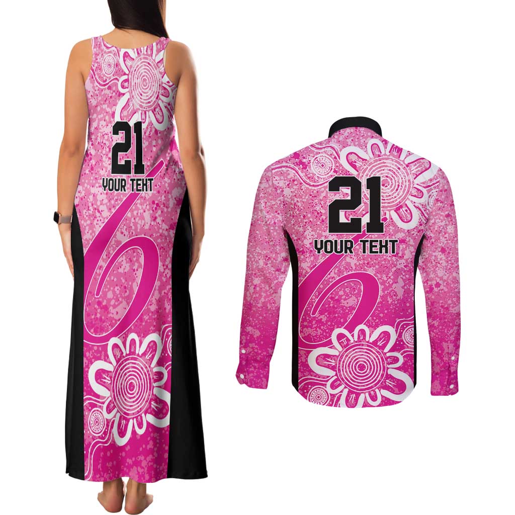 Australian Sixers Cricket Custom Couples Matching Tank Maxi Dress and Long Sleeve Button Shirt Minimalism Aboriginal