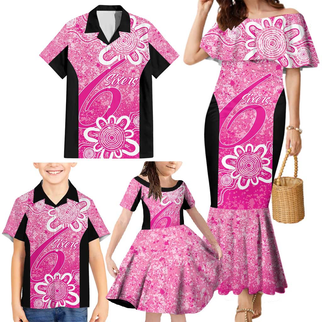 Australian Sixers Cricket Custom Family Matching Mermaid Dress and Hawaiian Shirt Minimalism Aboriginal