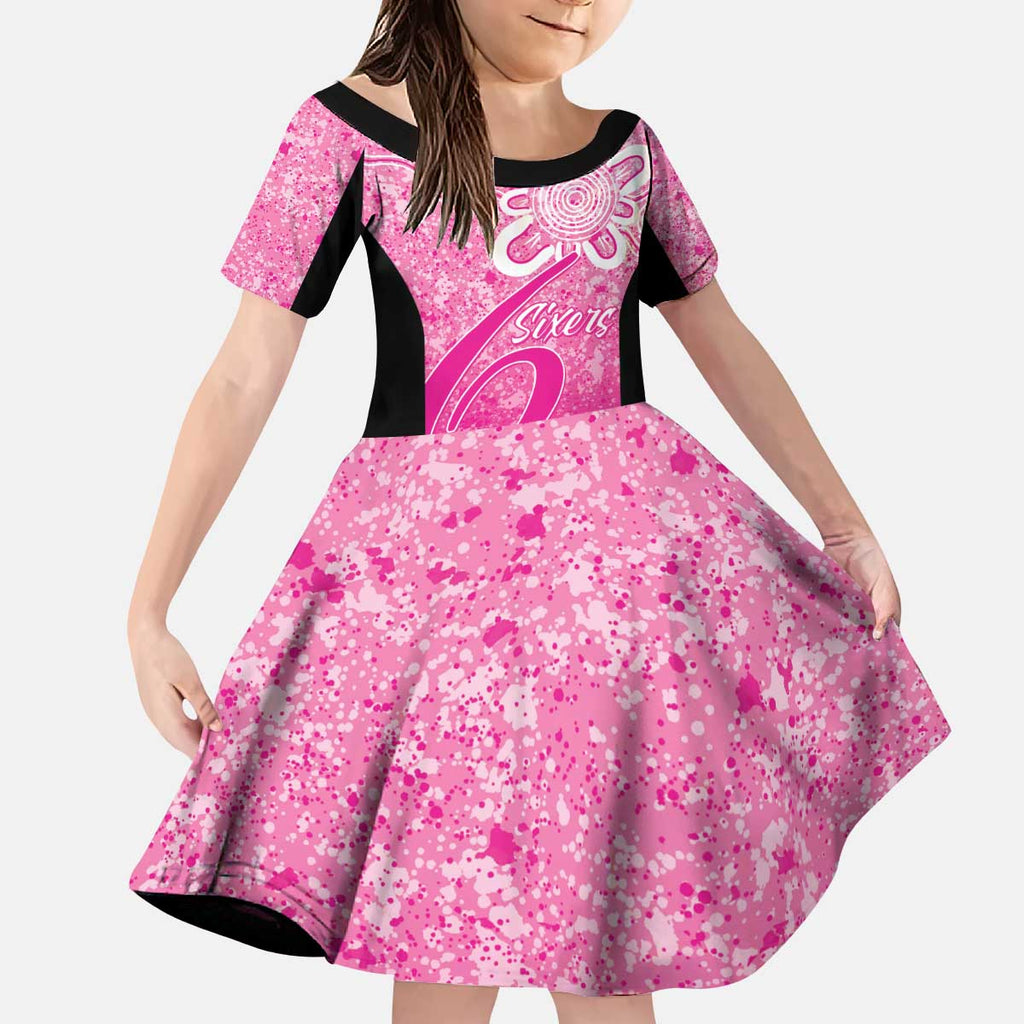 Australian Sixers Cricket Custom Kid Short Sleeve Dress Minimalism Aboriginal