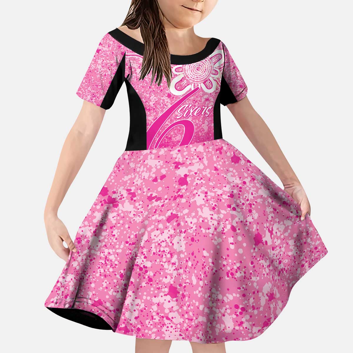 Australian Sixers Cricket Custom Kid Short Sleeve Dress Minimalism Aboriginal
