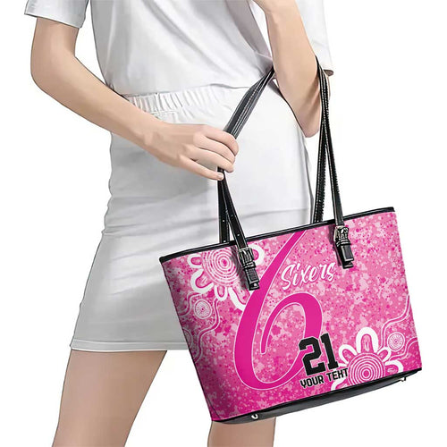 Australian Sixers Cricket Custom Leather Tote Bag Minimalism Aboriginal