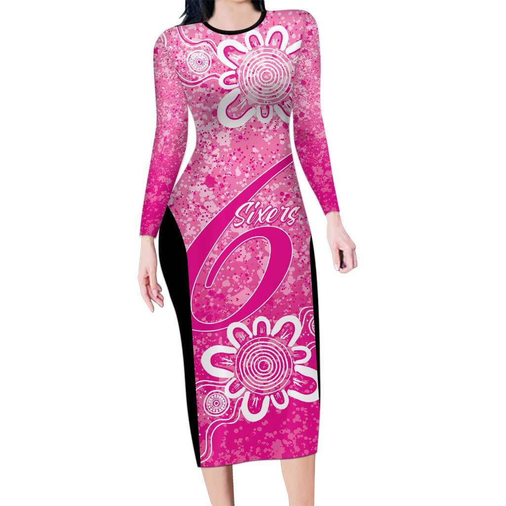 Australian Sixers Cricket Custom Long Sleeve Bodycon Dress Minimalism Aboriginal