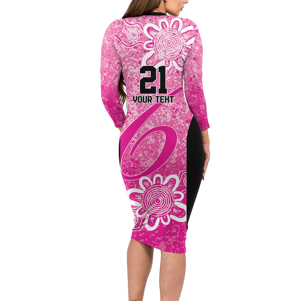 Australian Sixers Cricket Custom Long Sleeve Bodycon Dress Minimalism Aboriginal