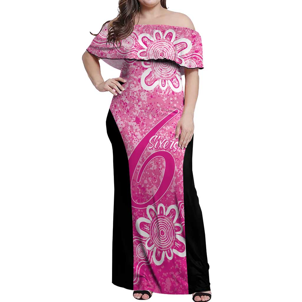 Australian Sixers Cricket Custom Off Shoulder Maxi Dress Minimalism Aboriginal