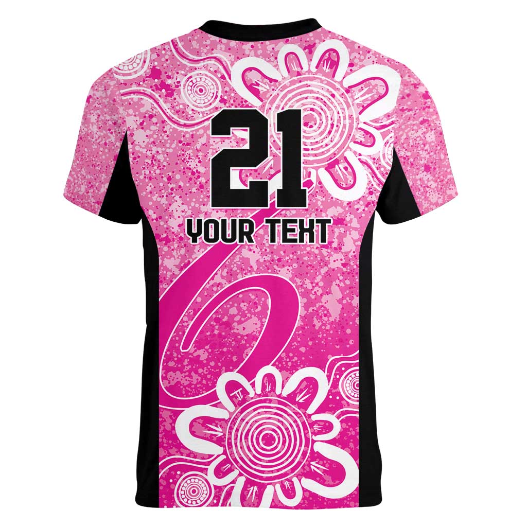 Australian Sixers Cricket Custom Women V-Neck T-Shirt Minimalism Aboriginal
