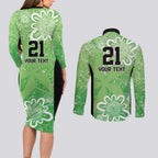 Australian Stars Cricket Custom Couples Matching Long Sleeve Bodycon Dress and Long Sleeve Button Shirt Minimalism Aboriginal