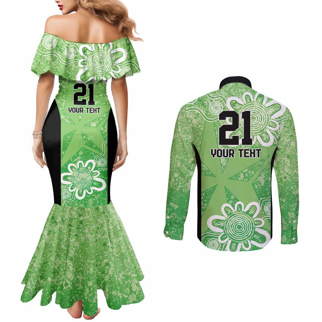 Australian Stars Cricket Custom Couples Matching Mermaid Dress and Long Sleeve Button Shirt Minimalism Aboriginal