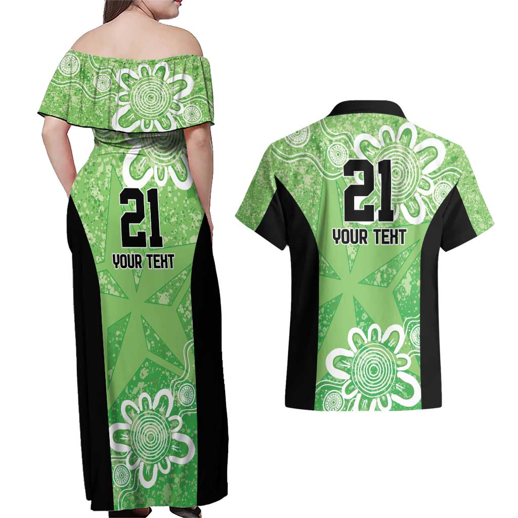 Australian Stars Cricket Custom Couples Matching Off Shoulder Maxi Dress and Hawaiian Shirt Minimalism Aboriginal