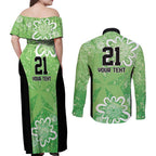 Australian Stars Cricket Custom Couples Matching Off Shoulder Maxi Dress and Long Sleeve Button Shirt Minimalism Aboriginal